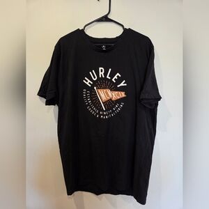 Hurley Black Short-Sleeve Graphic Tee with Cream and Tan Logo